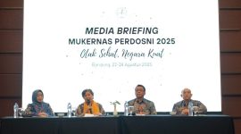 KETERANGAN : Wakil Ketua MPR Dr. Lestari Moerdijat saat memberikan keterangan terkait Kesehatan Otak saat Mukernas PERDOSNI 2025. PJ/Val