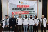 Pelepasan atlet Kempo Jabar menuju PON Beladiri di Kudus Minggu(12/10/25). PJ/Joel