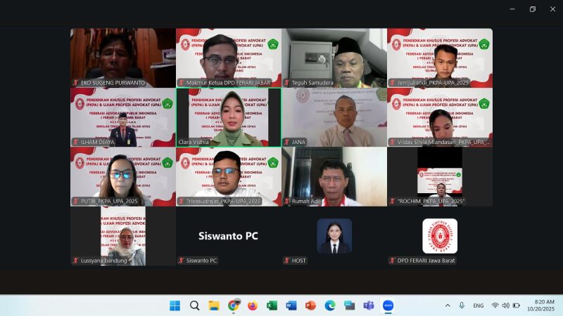 Peserta saat mengikuti PKPA secara daring yang digagas DPD FERARI Jabar dan STAI Siliwangi Bandung. PJ/Dok