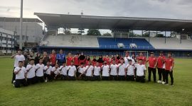 Kontingen Tim Nasional (Timnas) A  Indonesia menghadapi South  East Asia Football Competition 2025, Jumat 7 November 2025 di sekretariat Special Olympics Indonesia (SOIna) Kota Bandung, Sidolig, PJ/Joel