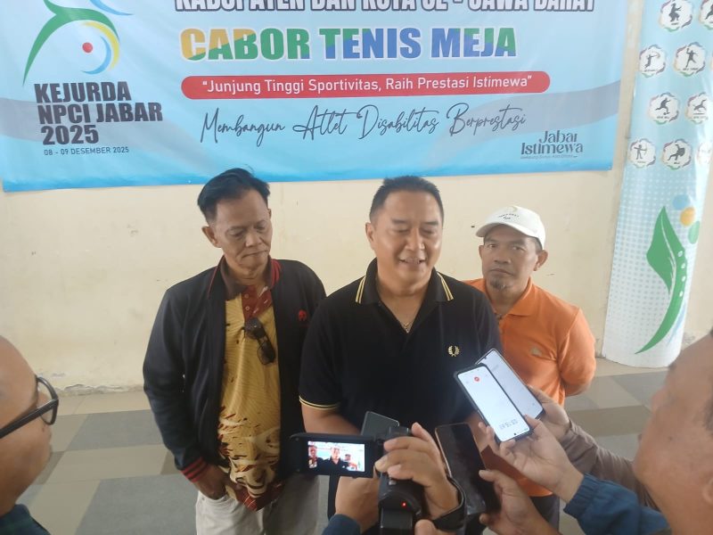 Dicky Waluya saat memberikan keterangan kepada wartawan terkait Kejurda yang digagas NPCI Jabar. PJ/Joel