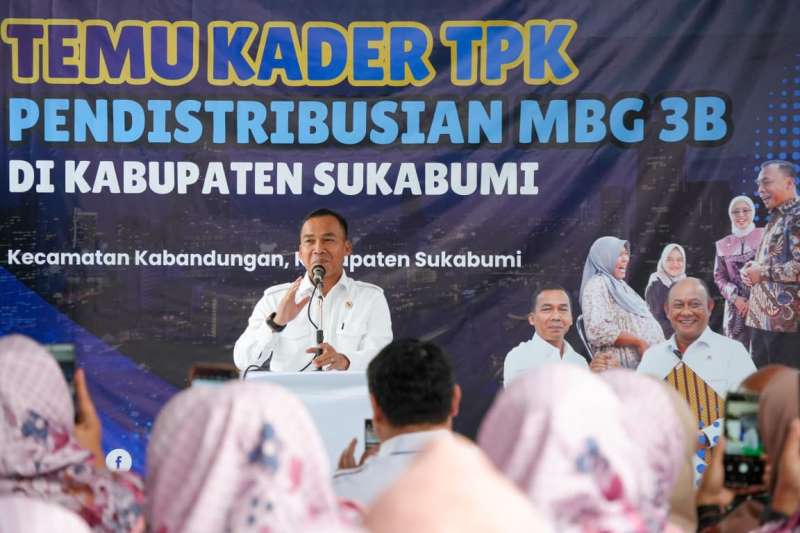 Menteri Wihaji saat temu Kder RPK dan Pendistribusian MBG 3B di Sukabumi. PJ/Dok