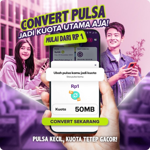 Axis menghadirkan fitur Convert Pulsa yang memungkinkan pelanggan menjadikan sisa pulsa menjadi saldo kuota. PJ/Dok
