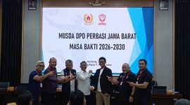 Epriyanto Kasmuri kembali terpilih memimpin Perbasi Jabar dalam Musda ulang. PJ/Joel