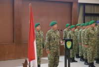 Mayjen TNI Kosasih menyambut kepulangan Satgas Yonif 301/Prabu Kian Santang dalam suatu upacara di Bandung, Sabtu 9 Mei 2026. PJ/Dok