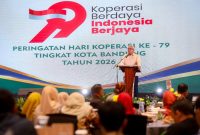 Wali Kota Bandung Muhammad Farhan saat sambutan di HARKOPNAS ke 79 Kota Bandung. PJ/Dok