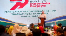 Wali Kota Bandung Muhammad Farhan saat sambutan di HARKOPNAS ke 79 Kota Bandung. PJ/Dok
