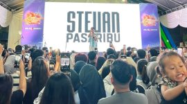 Stevan Pasaribu semarakan Nobar Argentina -Spanyol di The Plaza Millennium, Medan. PJ/Dok