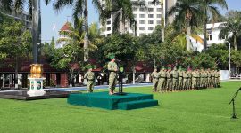 Pangdam III/Slw saat upacara penyambutan personel purna tugas operasi Pamtas RI–Malaysia Yonarmed 4/Parahyangan Tahun Anggaran 2026. di Makodam III/Siliwangi, Jalan Aceh Nomor 69, Bandung, PJ/Dok