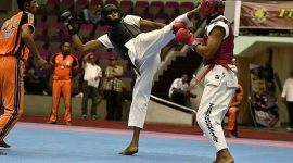 Dua atlet Tarung Derajat di salah satu turnamen menunjukkan aksinya. PJ/Dok